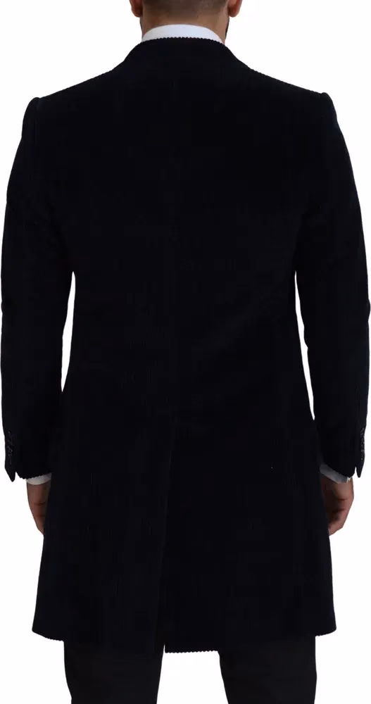 Dolce & Gabbana Black Cotton Cardigan Long Coat Men Jacket