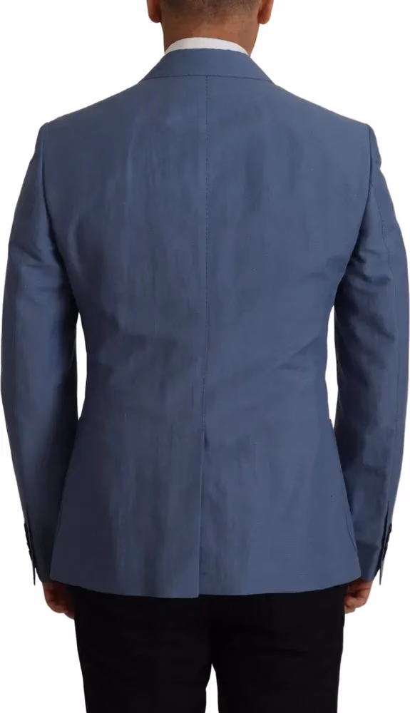 Dolce & Gabbana Blue Single Breasted Logo Blazer Jacket