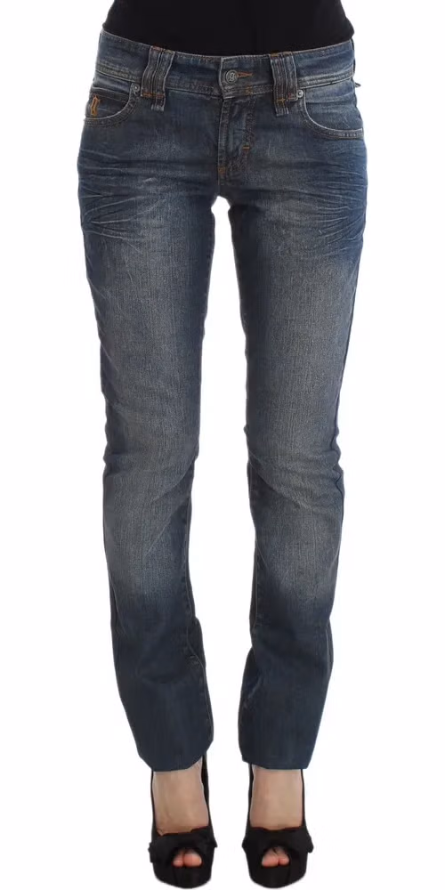 John Galliano Blue Wash Cotton Blend Slim Fit Jeans