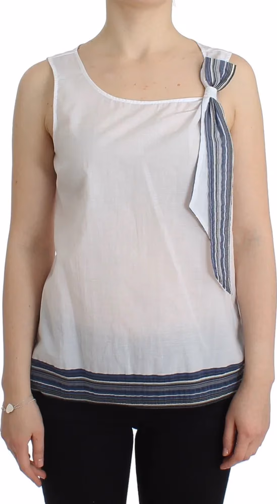 Ermanno Scervino White Blue Top Blouse Tank Shirt Sleeveless
