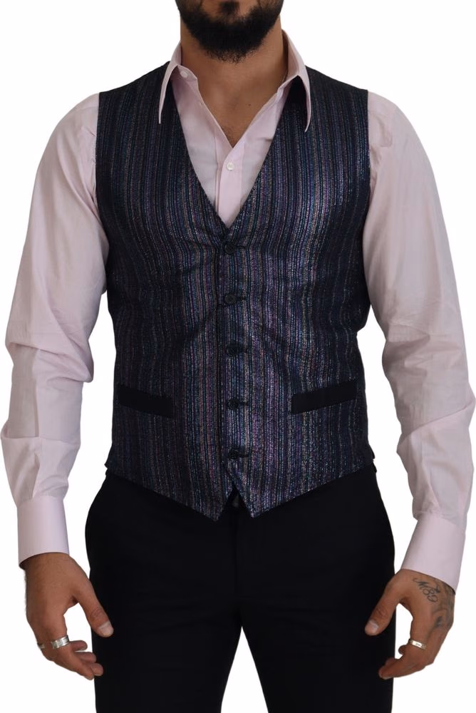 Dolce & Gabbana Multicolor Polyester Waistcoat Dress Formal Vest