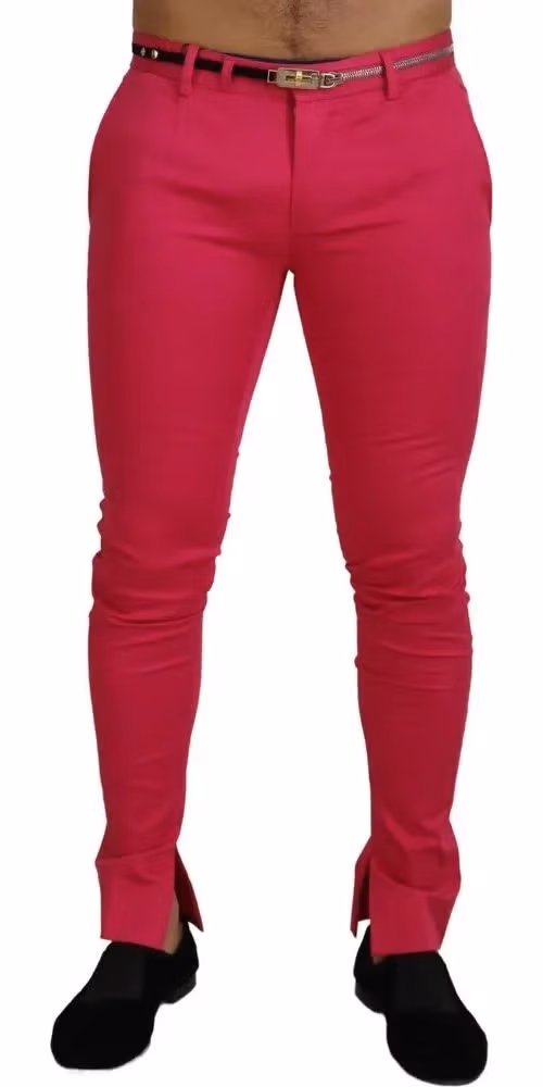 Dolce & Gabbana Pink Zipper Buckle Waist Trousers Pants