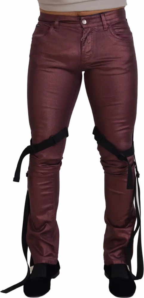 Dolce & Gabbana Magenta Cotton Men Casual Harness Denim Jeans