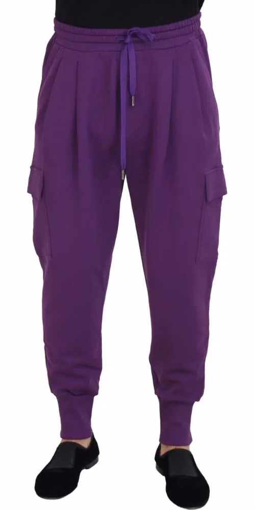 Dolce & Gabbana Purple Cotton Cargo Sweatpants Jogging Pants