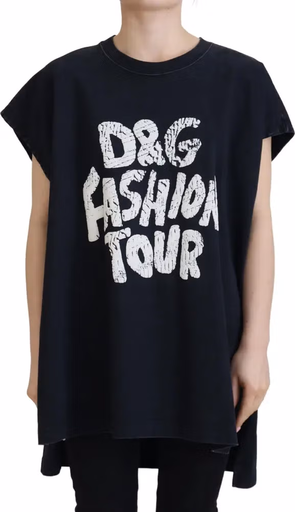 Dolce & Gabbana Black D&G Fashion Round Neck Cotton T-shirt