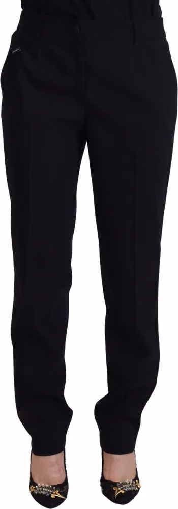 Dolce & Gabbana Black Tapered Women Wool Pants