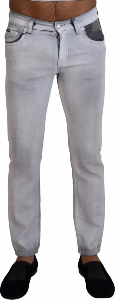 Dolce & Gabbana Gray Washed Skinny Men Denim Jeans