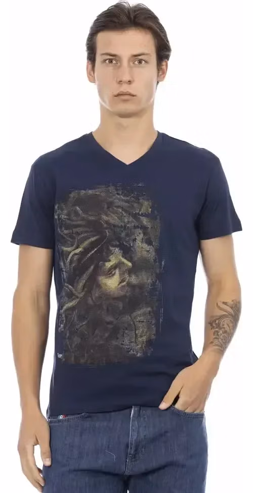Trussardi Action Blue Cotton Men T-Shirt