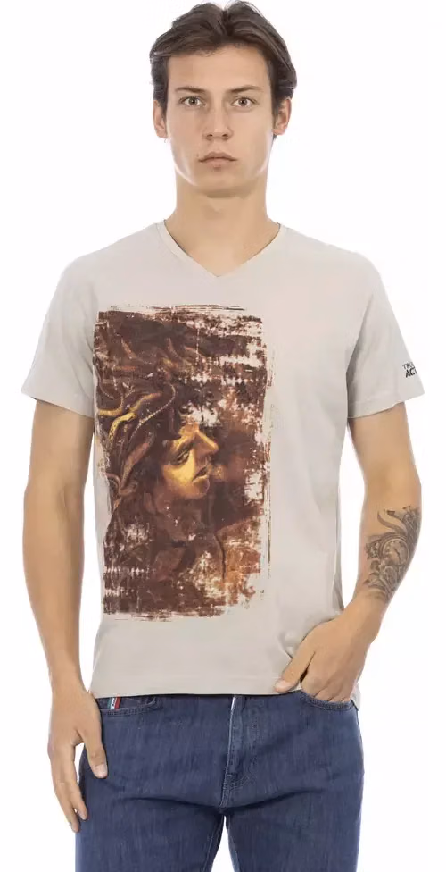 Trussardi Action Beige Cotton Men T-Shirt