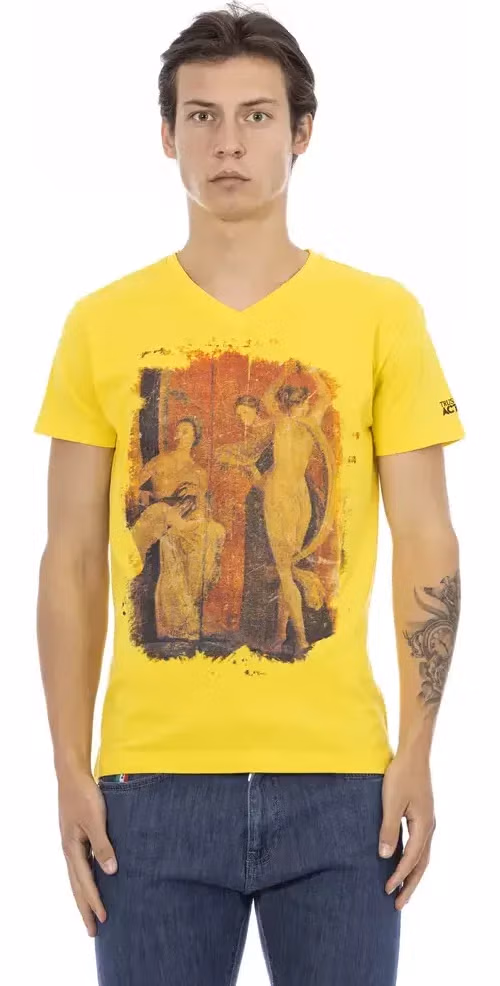 Trussardi Action Yellow Cotton Men T-Shirt