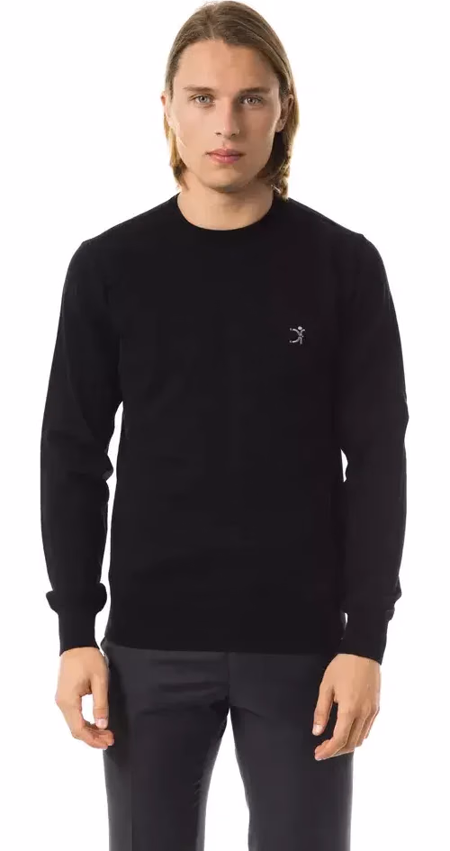 Uominitaliani Black Merino Wool Men's Sweater