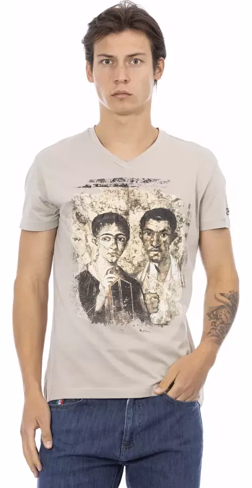 Trussardi Action Beige Cotton Men T-Shirt