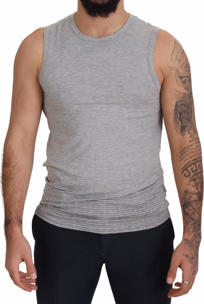 Ermanno Scervino Grey Sleeveless Men Pullover T-shirt