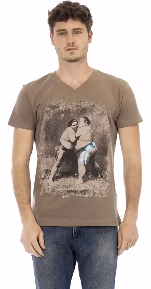 Trussardi Action Brown Cotton Men T-Shirt