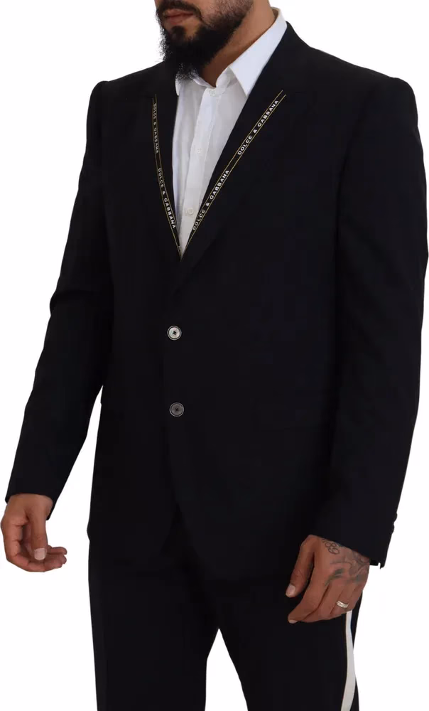 Dolce & Gabbana Black Wool Stretch Slim Fit Jacket Blazer