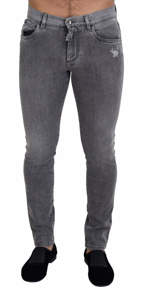 Dolce & Gabbana Grey Washed Cotton Skinny Denim Jeans