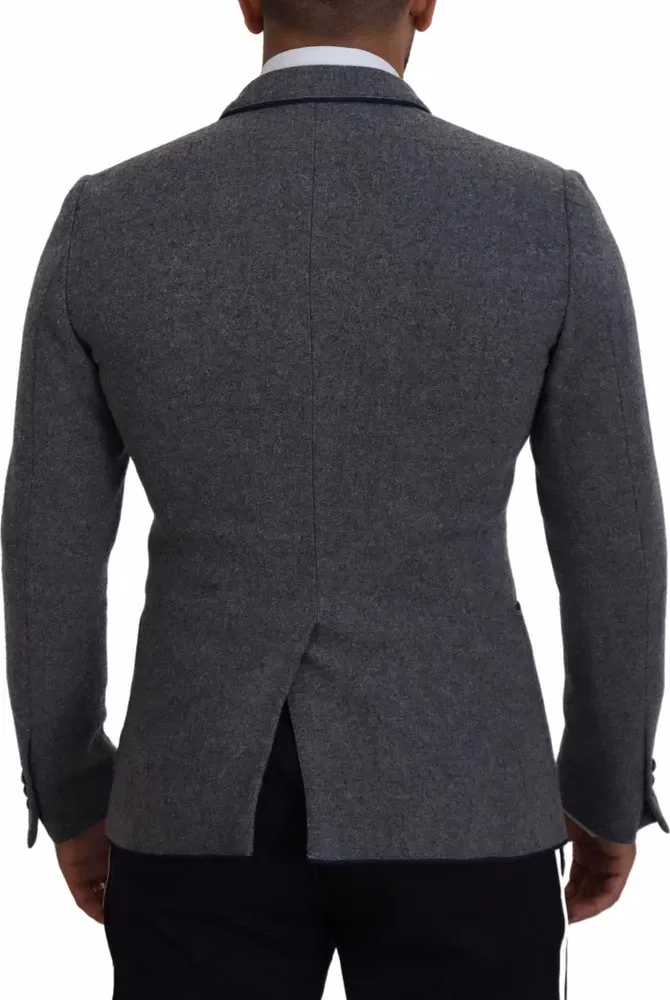 Dolce & Gabbana Gray Wool Roses Slim Fit Jacket Blazer