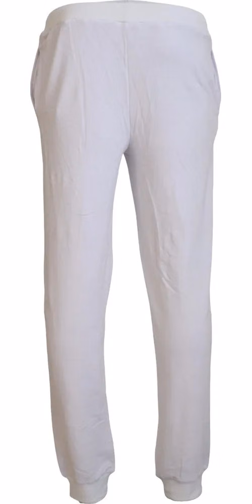 John Galliano White Cotton Logo Mens Jogger Pants