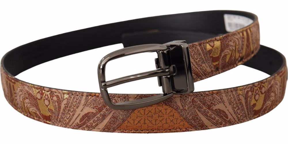 Dolce & Gabbana Multicolor Embossed Leather Black Metal Buckle Belt