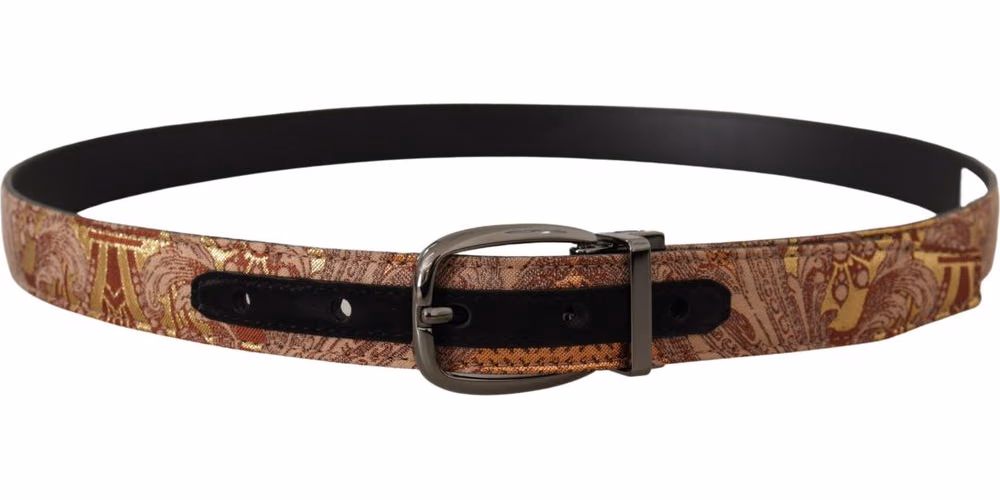 Dolce & Gabbana Multicolor Embossed Leather Black Metal Buckle Belt
