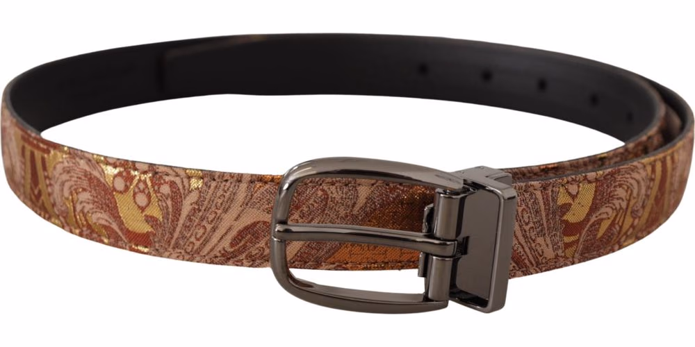 Dolce & Gabbana Multicolor Embossed Leather Black Metal Buckle Belt
