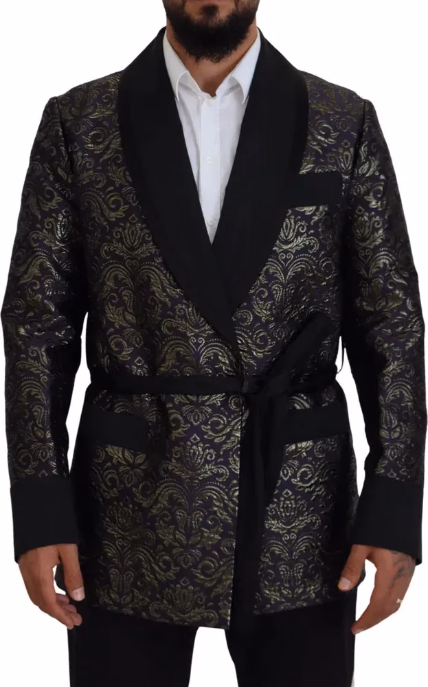 Dolce & Gabbana Gold Purple Baroque Jacket Blazer Robe