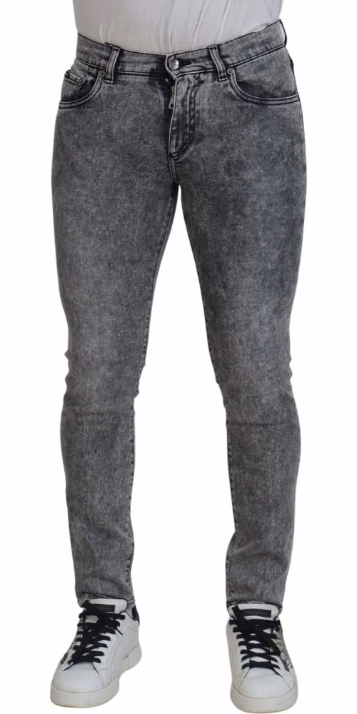 Dolce & Gabbana Grey Washed Cotton Slim Fit Men Denim Jeans