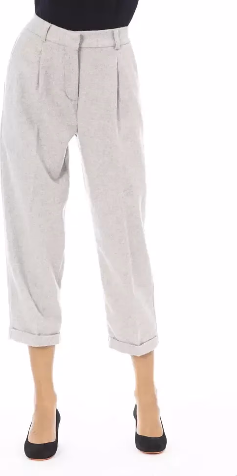 Alpha Studio Gray Wool Women Trouser