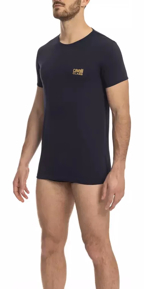 Cavalli Class "Blue Cotton Men T-Shirt"