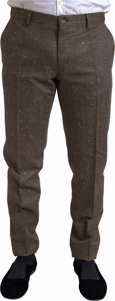 Dolce & Gabbana Brown Wool Dress Skinny Men Trouser Pants
