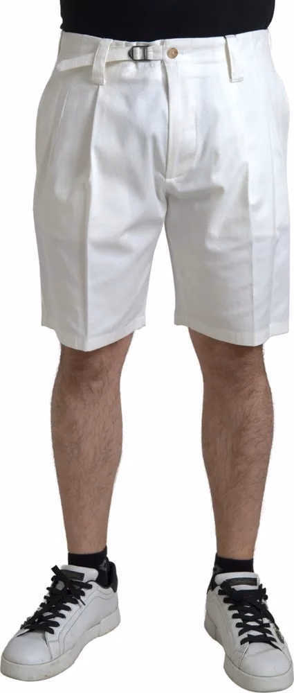 Dolce & Gabbana White Cotton Stretch Men Bermuda Denim Shorts