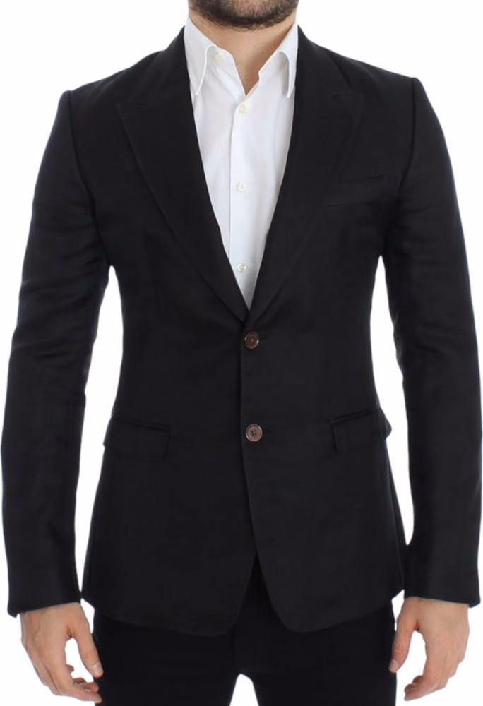 Dolce & Gabbana Black silk slim fit blazer