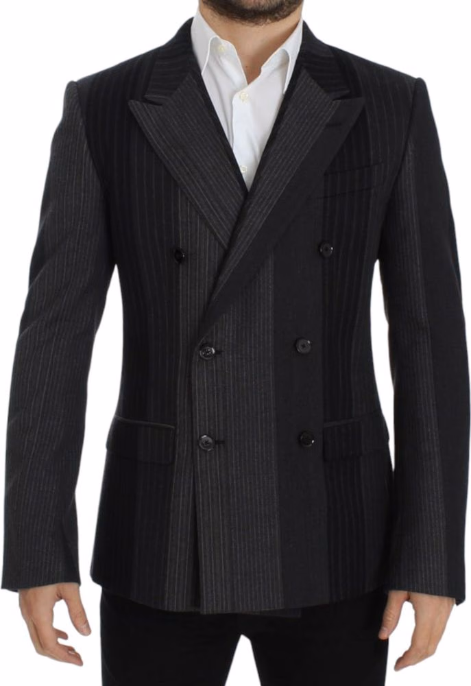 Dolce & Gabbana Gray striped wool stretch blazer