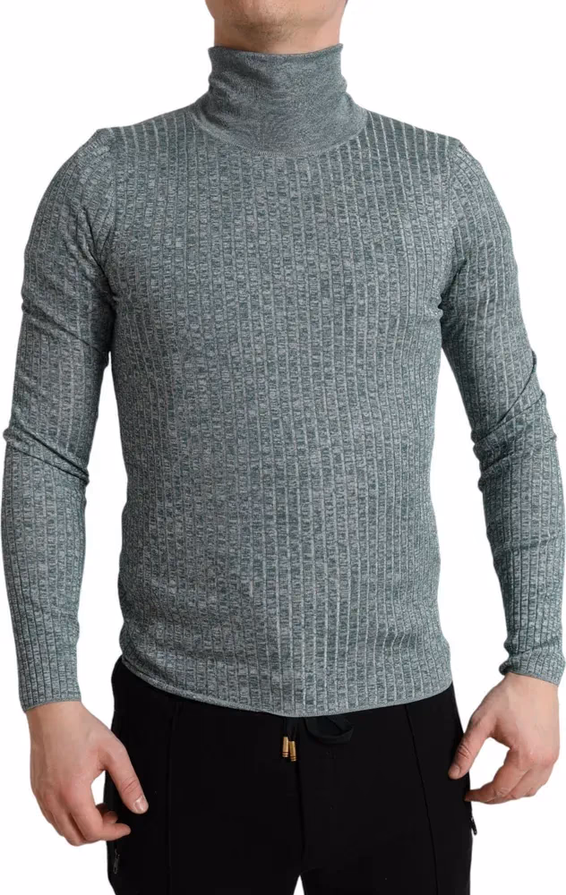 Dolce & Gabbana Green Polyester Turtleneck Pullover Sweater