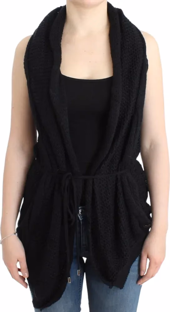 Costume National Black sleeveless knitted cardigan