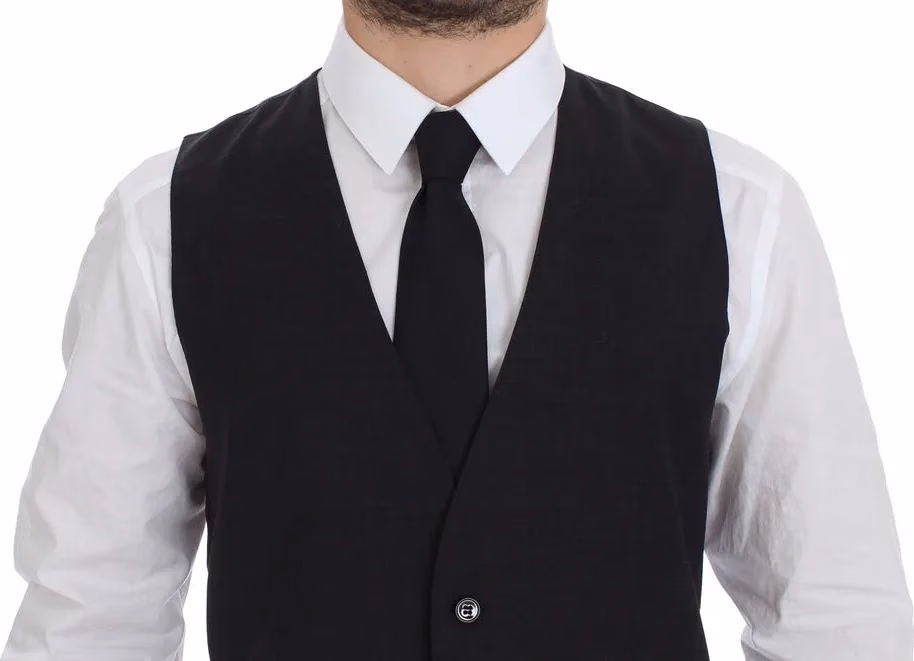 Dolce & Gabbana Gray Slim Fit Button Front Dress Formal Vest