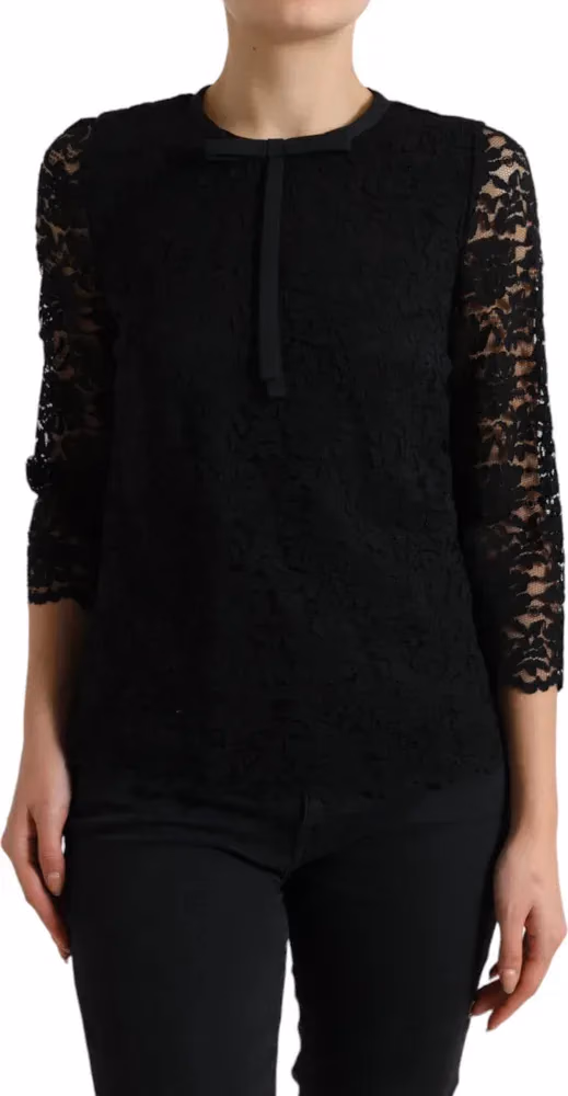 Dolce & Gabbana Black STAFF Blouse Floral Lace Nylon Top