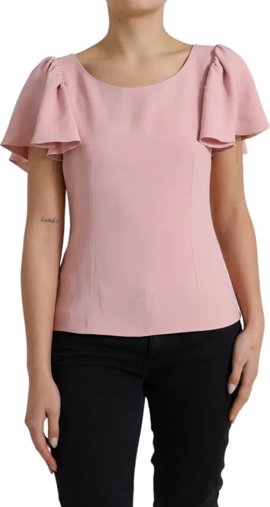 Dolce & Gabbana Pink Short Sleeves Round Neck Blouse Top