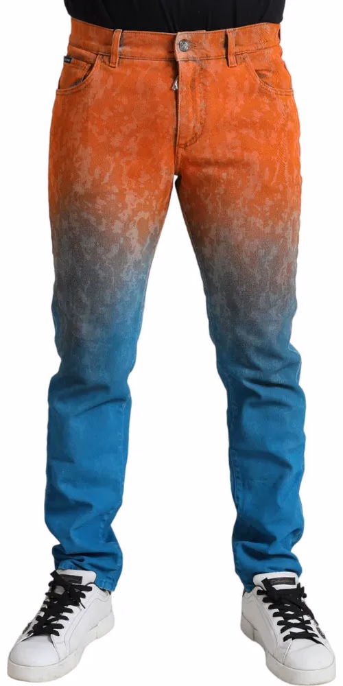 Dolce & Gabbana Multicolor Ombre Cotton Slim Fit Denim Jeans