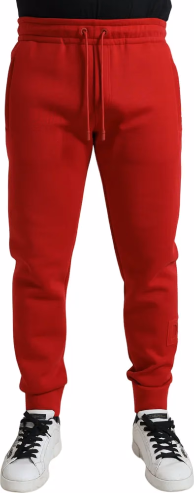 Dolce & Gabbana Red Cotton Blend Skinny Jogger Pants