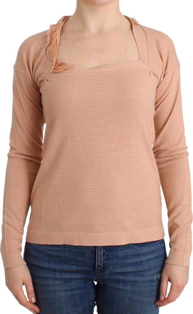 Ermanno Scervino Orange Wool Blend Striped Long Sleeve Top