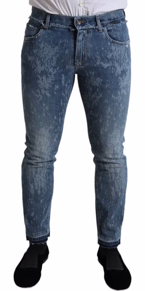 Dolce & Gabbana Blue Washed Skinny Cotton Stretch Denim Jeans