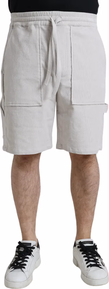 Dolce & Gabbana Beige Cotton Corduroy Logo Bermuda Shorts