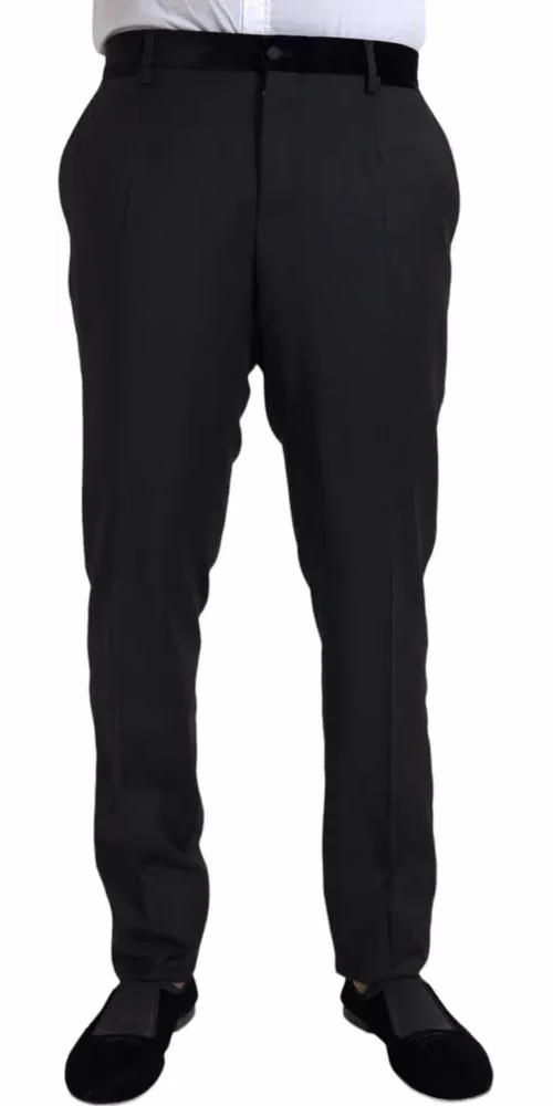 Dolce & Gabbana Black Silk Men Skinny Dress Pants
