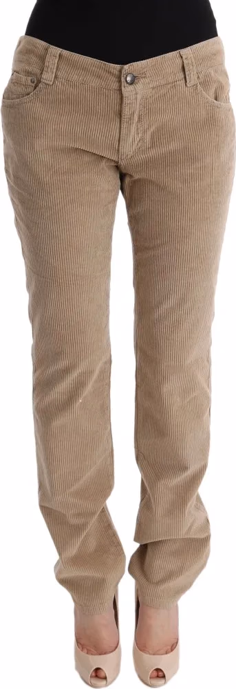 Ermanno Scervino Beige Cotton Velvet Regular Fit Pants