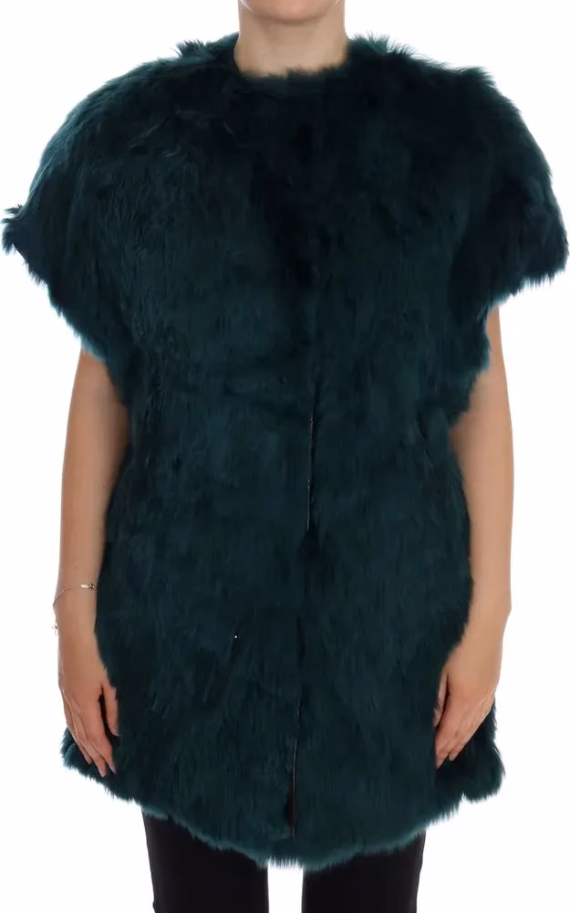 Dolce & Gabbana Green Alpaca Fur Vest Sleeveless Jacket