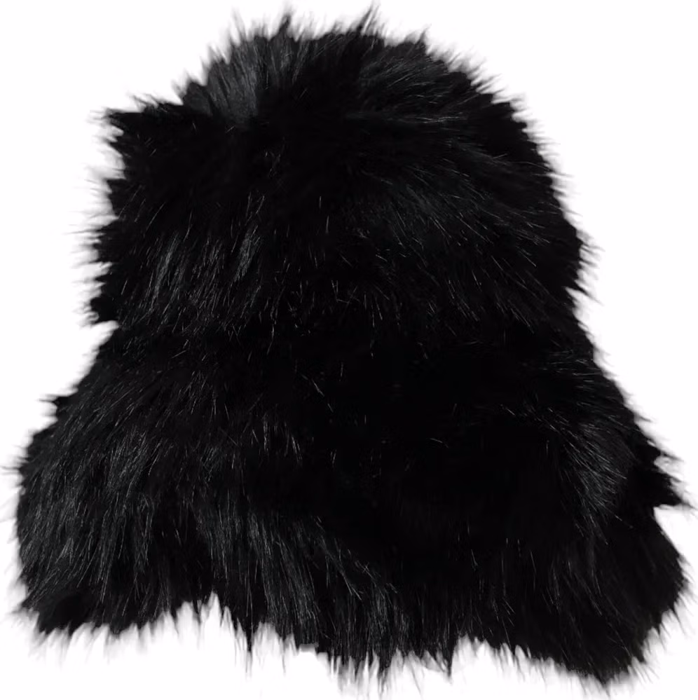 Dolce & Gabbana Black Faux Fur Womens Bucket Hat