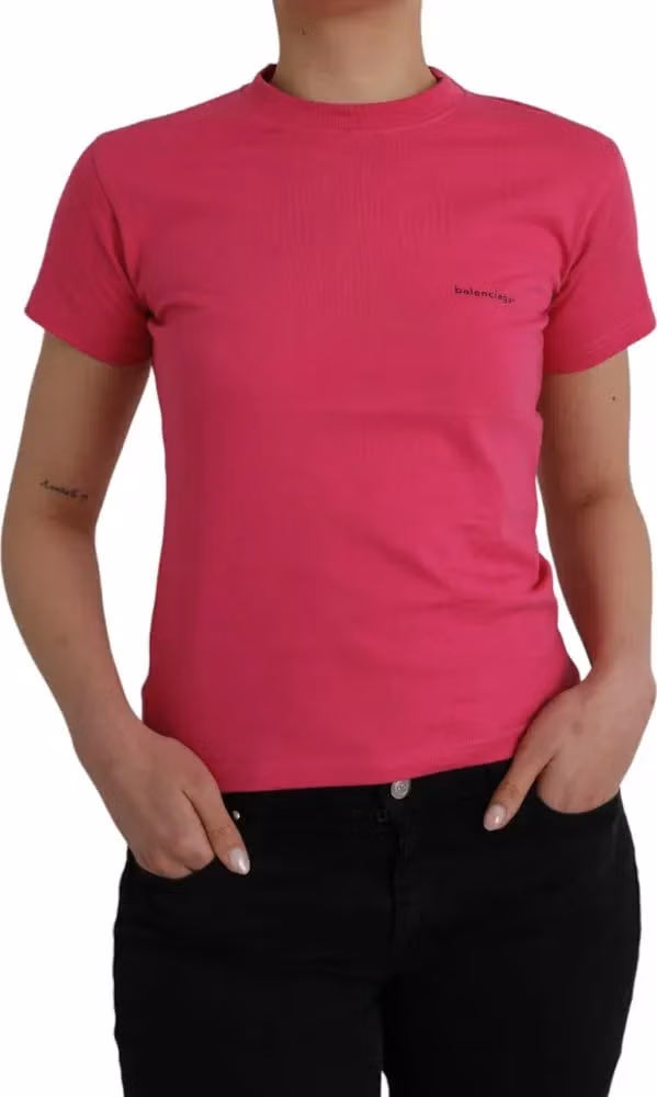 Balenciaga Pink Cotton Crew Neck Short Sleeves Tee T-shirt