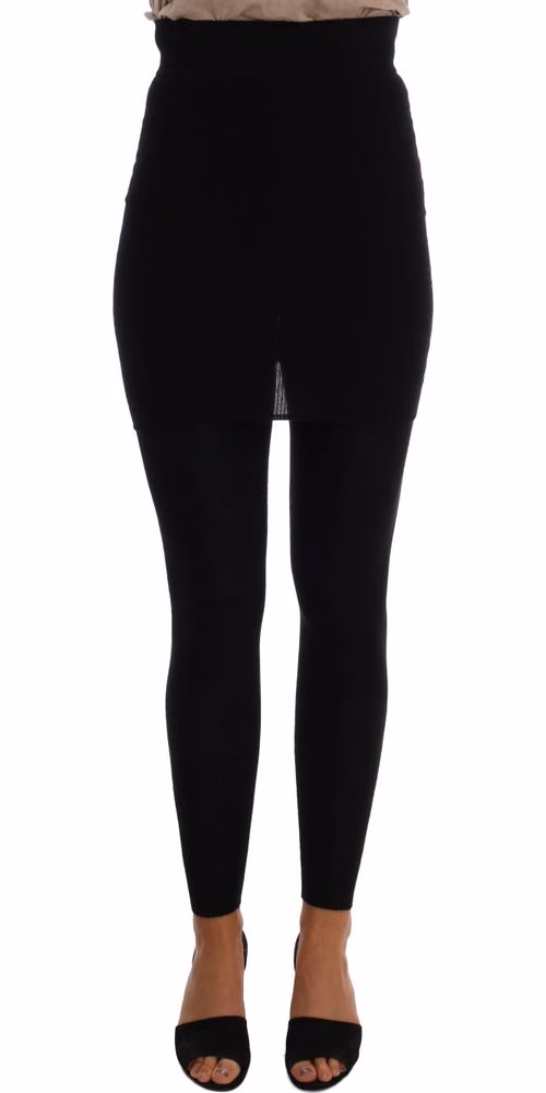 Dolce & Gabbana Black Cashmere Silk Stretch Tights Stockings