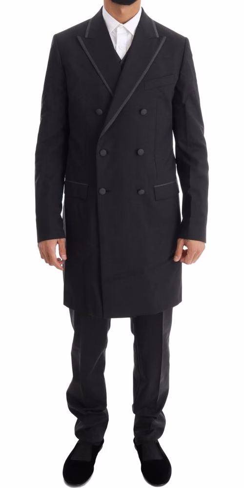 Dolce & Gabbana Gray Wool Stretch 3 Piece Two Button Suit